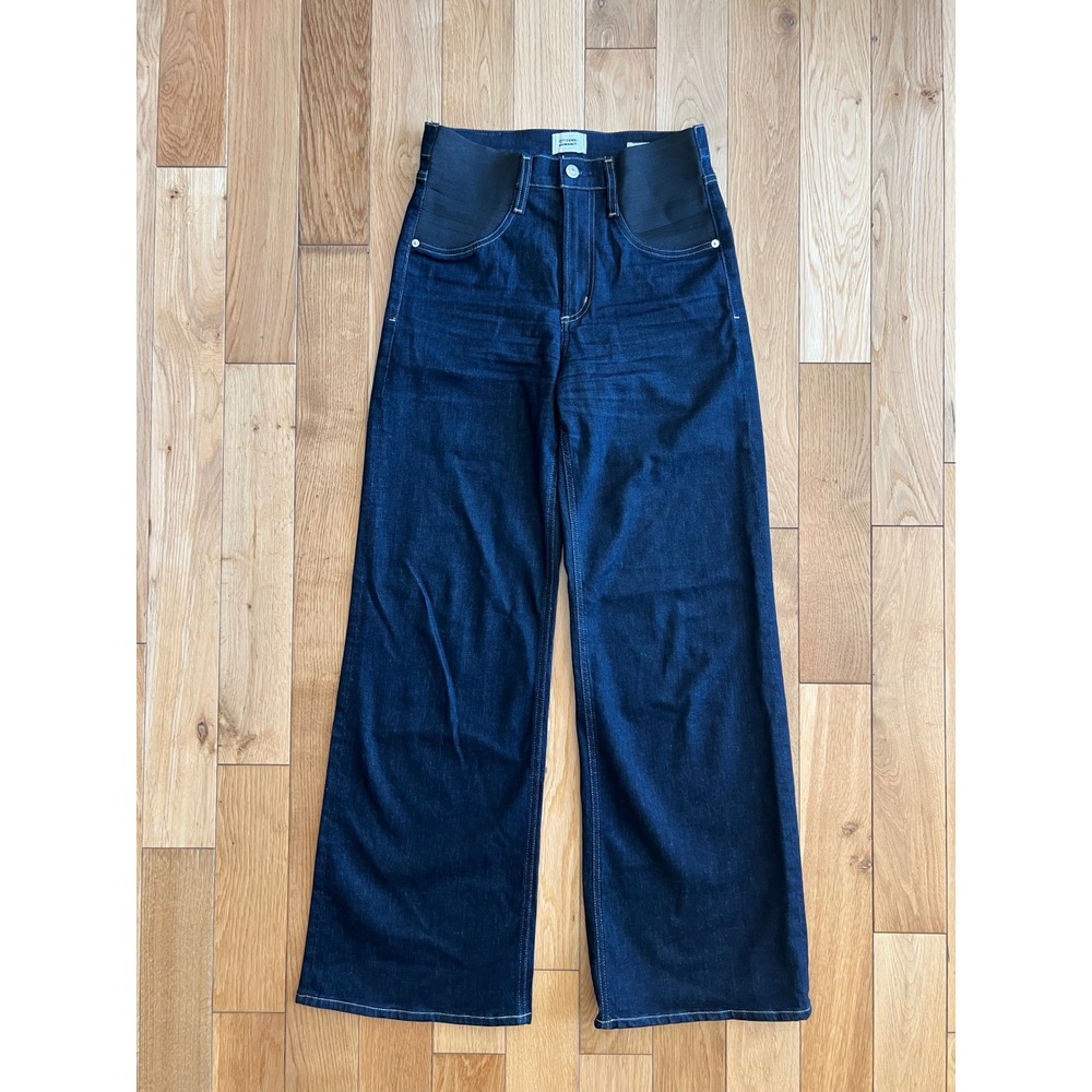 Citizens of Humanity Paloma Maternity Stretch Panel Wide Leg Dark Wash Jeans 25